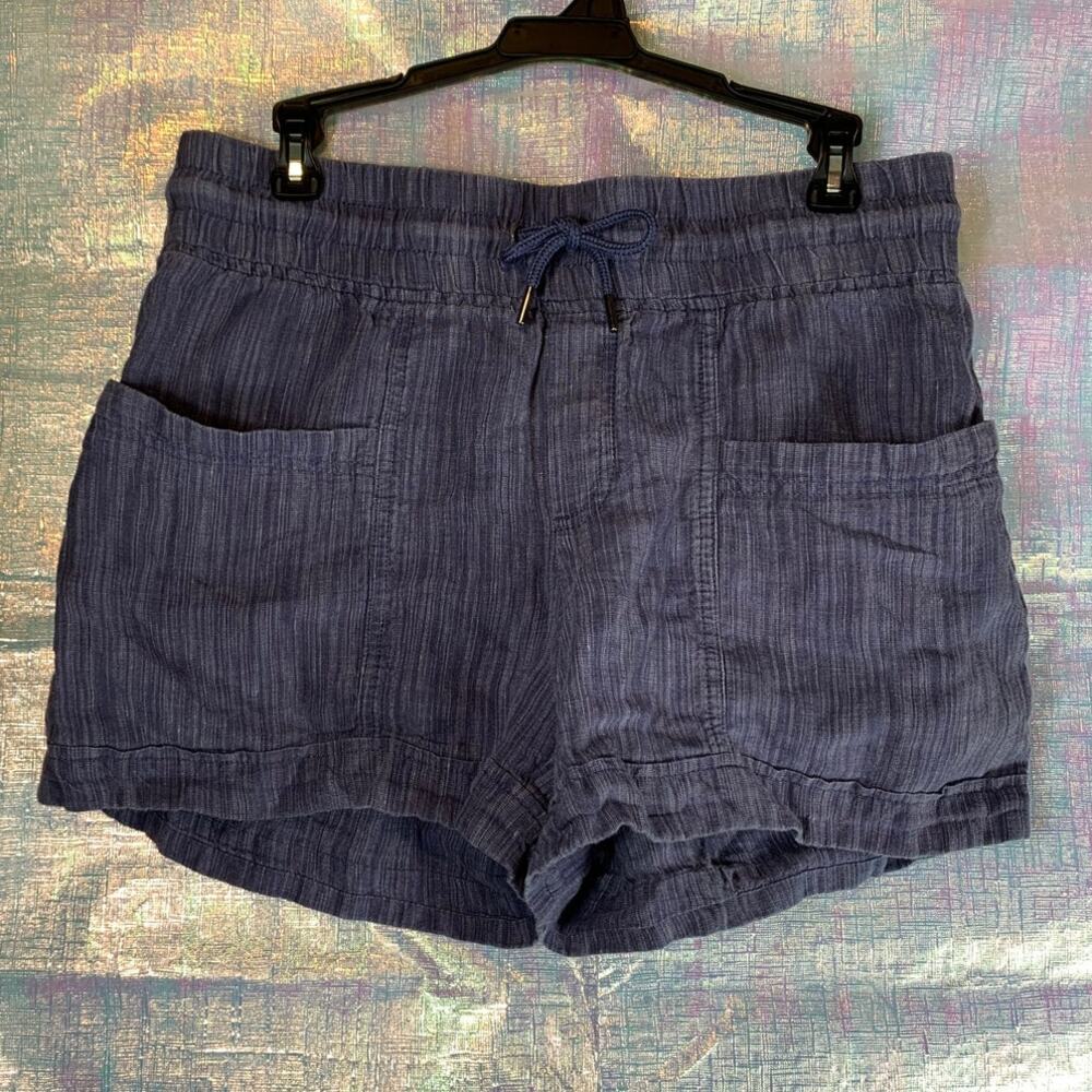 Athleta Cabo Linen Textured 4" Shorts Womens 4 Vacation Flowy Beachy Tropical